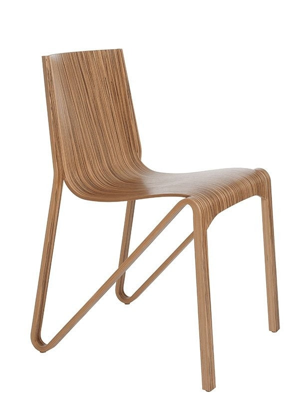 Esszimmerstuhl ZESTY aus Formsperrholz mit Zebrano-Furnier, Seitenansicht