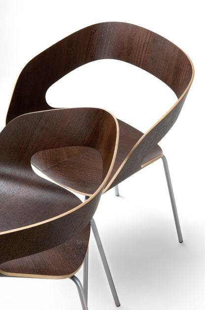 Zwei Stühle CHAT Wenge mit Beinen aus Chrom
