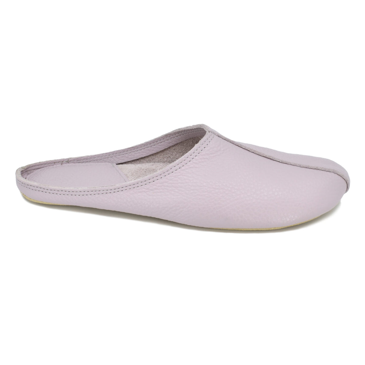 Einzelstück Sulbi Slippers aus recyceltem Leder in der Farbe Lilac seitlich freigestellt von der estnischen Firma OmaKing