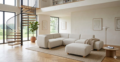 Ecksofa CACA 325 von Oot-Oot in einem hellen Wohnzimmer, Bild: KI-generiert
