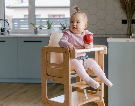 Babyhochstuhl und Lernturm kombiniert in Farbe natur, Hersteller: Duck Woodworks