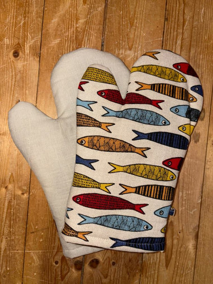 fisch handschuhe Ofenhandschuh FISCHE Halbleinen | Maritimes Design