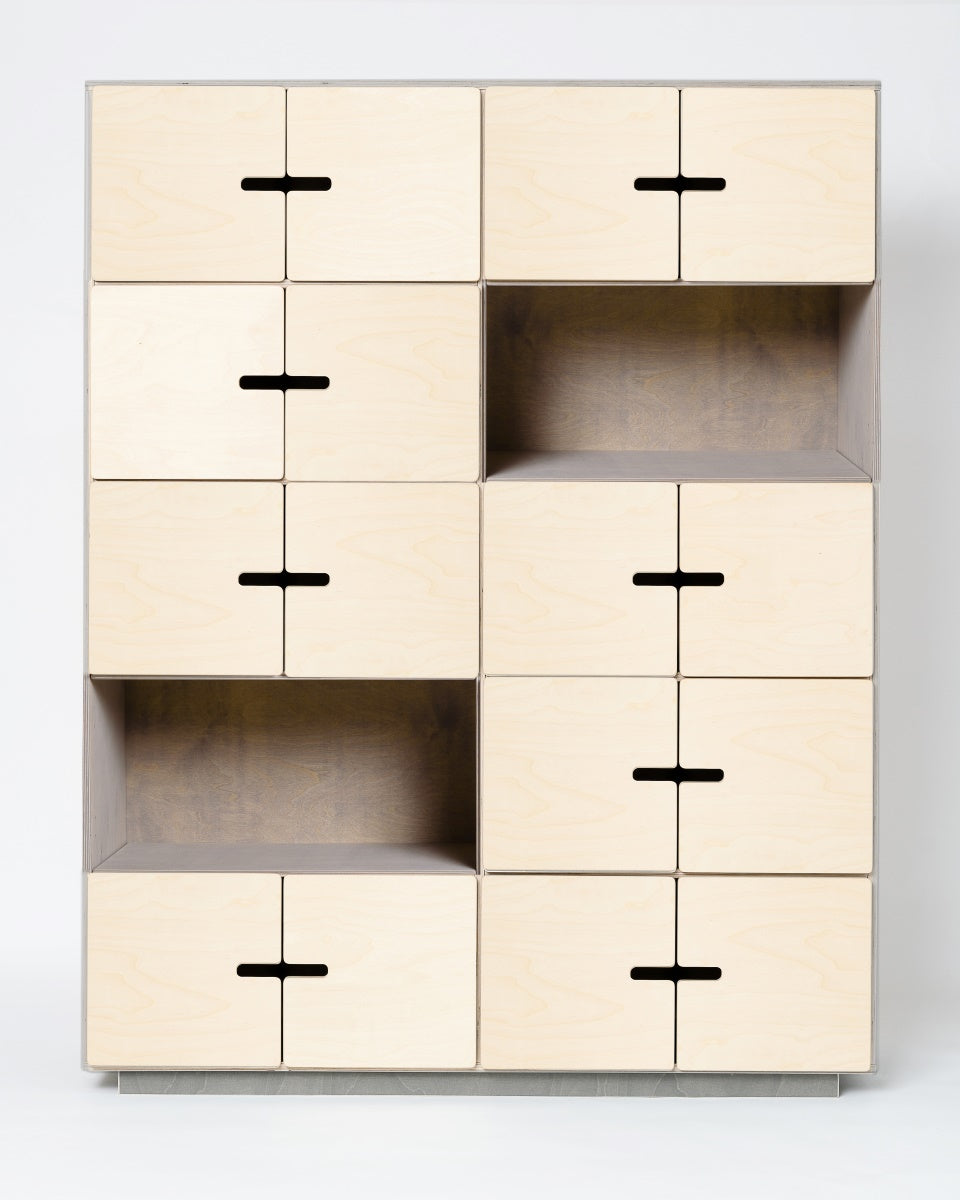 Highboard PIX 4x5 in Kieselgrau, freigestellt; Hersteller: Radis