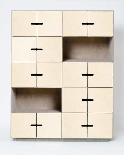 Highboard PIX 4x5 in Kieselgrau, freigestellt; Hersteller: Radis