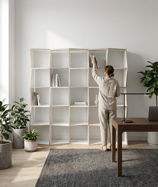 Regal MESH 5x5, in organischer Wabenoptik, stabiles Birkensperrholz -  Hersteller: Radis
