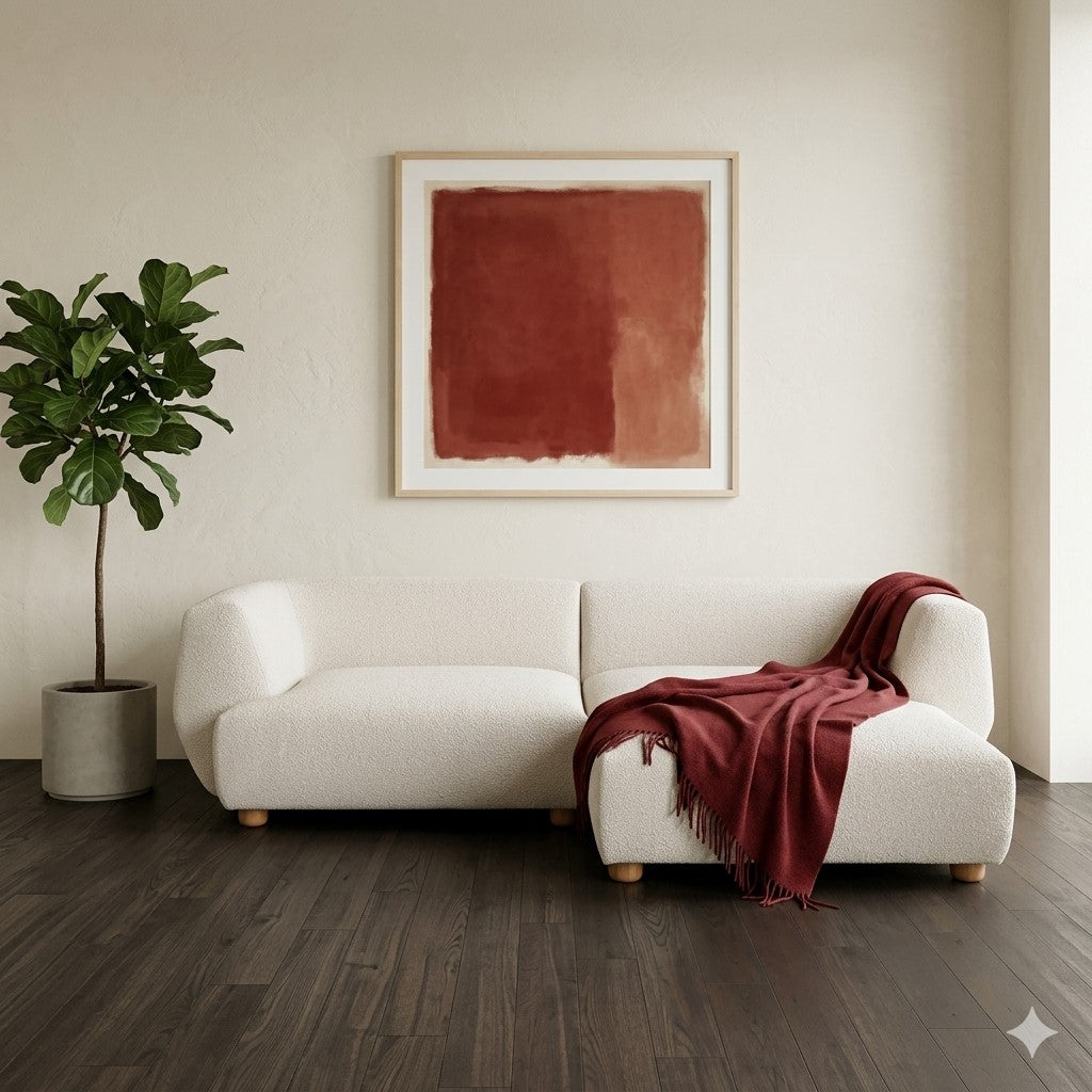 Sofa CAVA 270 mit Chaiselongue von Oot-Oot auf einem dunklen Parkettboden