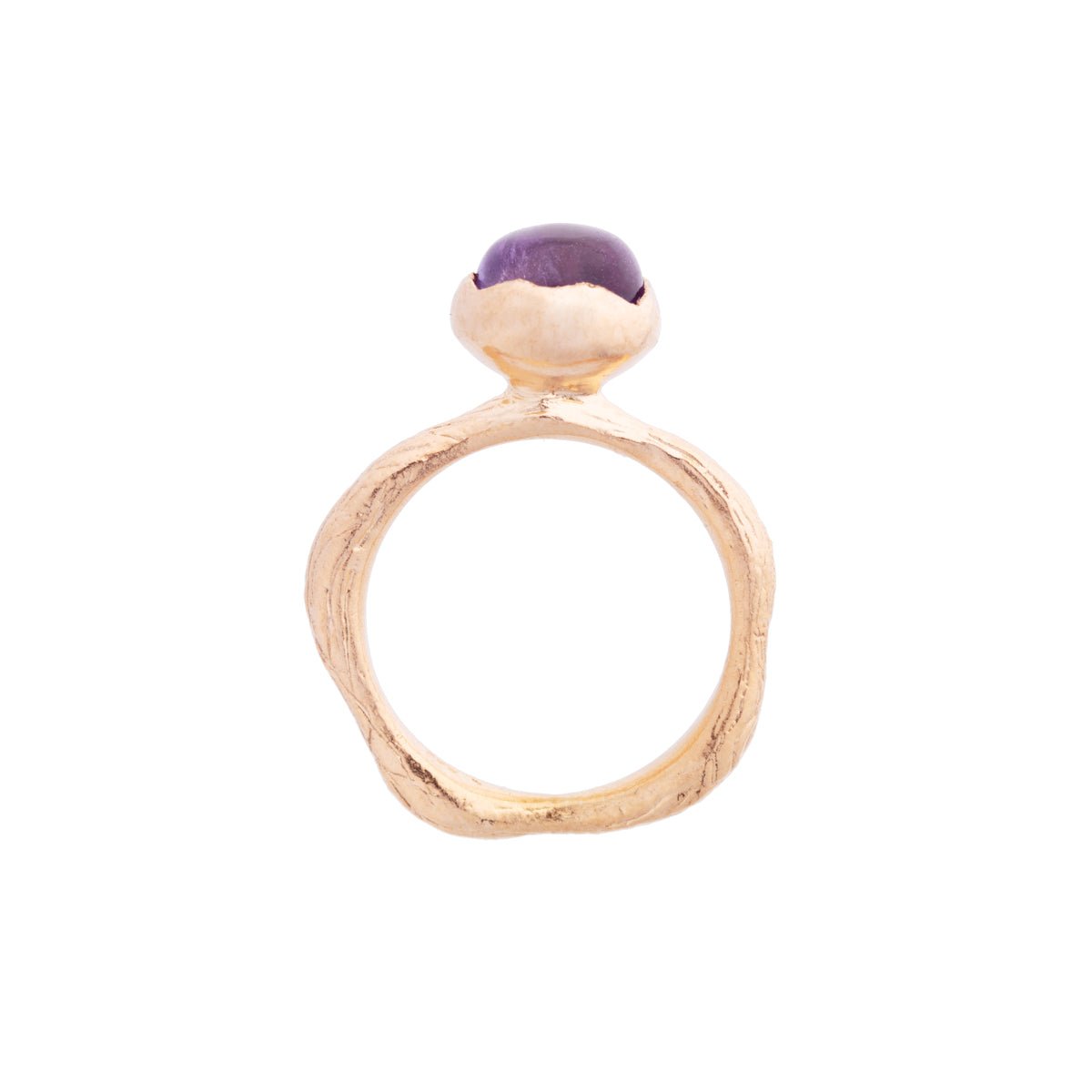BLOSSOM - Knospen - Ring Silber vergoldet -  handgefertigt, mit lila Amethyst Schmuckstein, Ringschaft ist einem Blumenstengel nachempfunden. - noor disainnoor disain