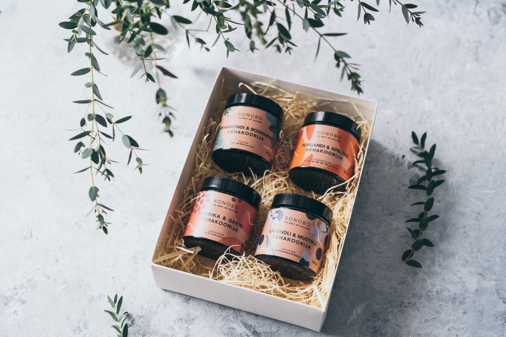 Körperpeeling-Geschenkbox "Piece of Heaven" des estnischen Naturkosmetikherstellers Bonobo