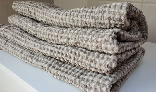 Saunahandtuch 70x140 cm grau-weiß aus Halbleinen von Namu Tekstile 