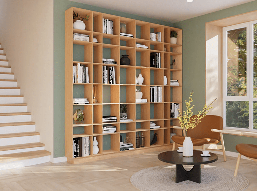 Bücherregal GRID – Raumteiler ohne Rückwand, aus Estland