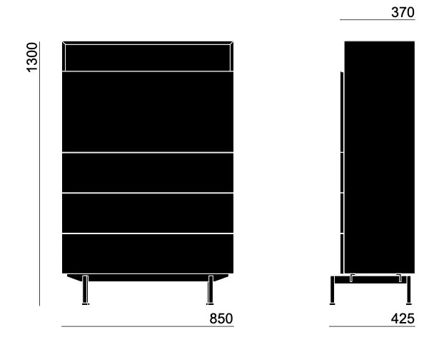 Maße von Sekretär Rombi im skandinavischen Design des lettischen Herstellers Mint Furniture