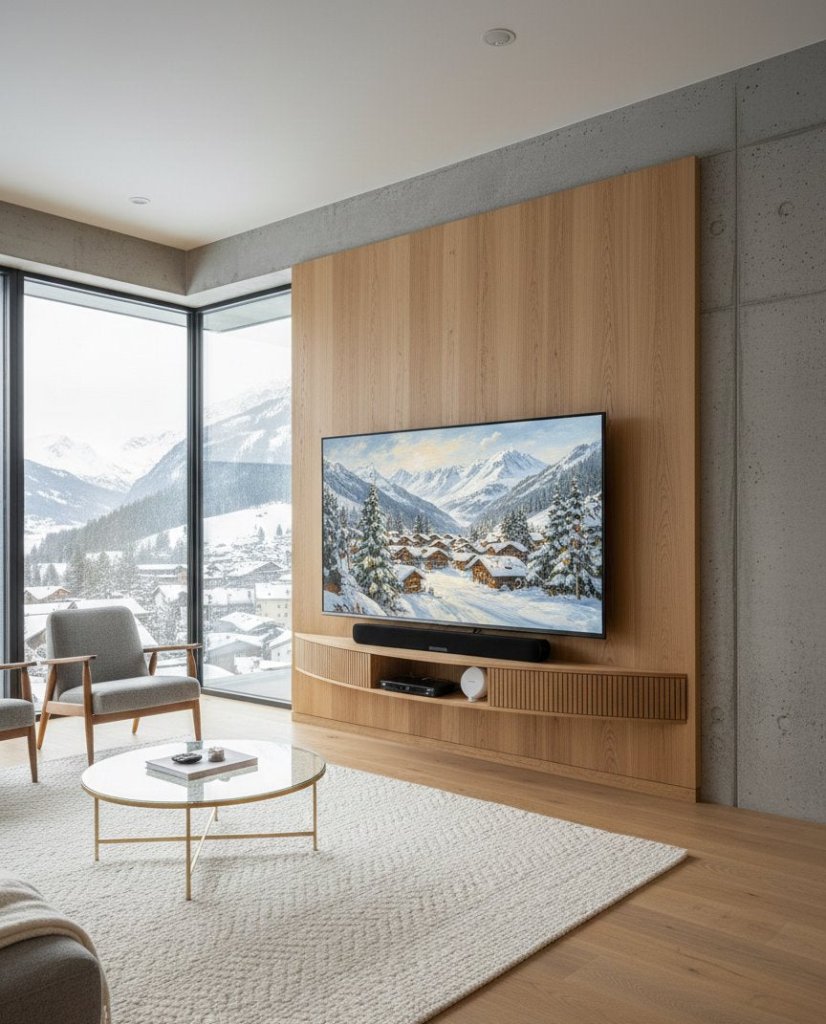 TV-Sideboard FLOATY CURVED Eichenfurnier des estnischen Herstellers Radis