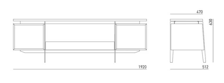 Konstruktionszeichnung Vinyl-Konsole CONTE, Hersteller: Mint Furniture