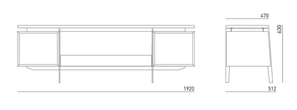 Konstruktionszeichnung Vinyl-Konsole CONTE, Hersteller: Mint Furniture