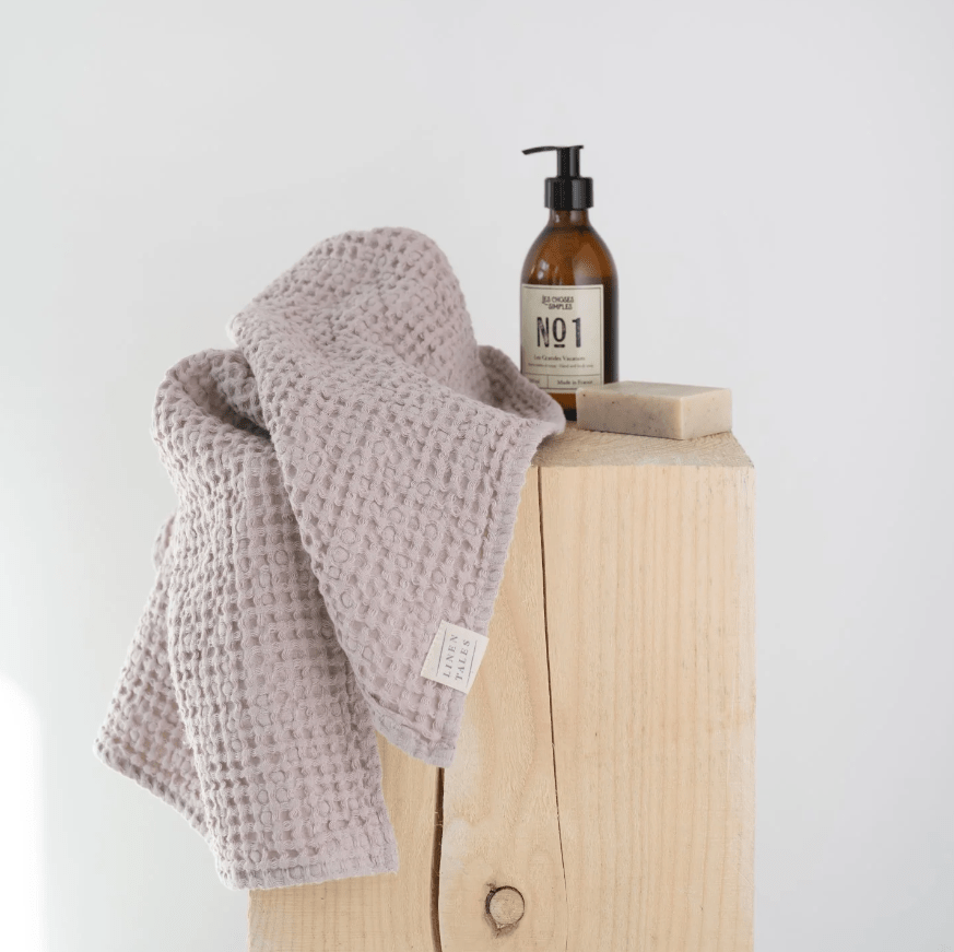 Waffelpiqué-Handtuch Altrosé, Leinen-Baumwoll-Stoff, Hersteller: Linen Tales